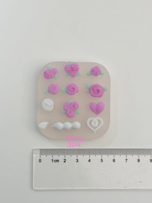 b165 bits molds buttercream rose bits mold, 3d print, matte