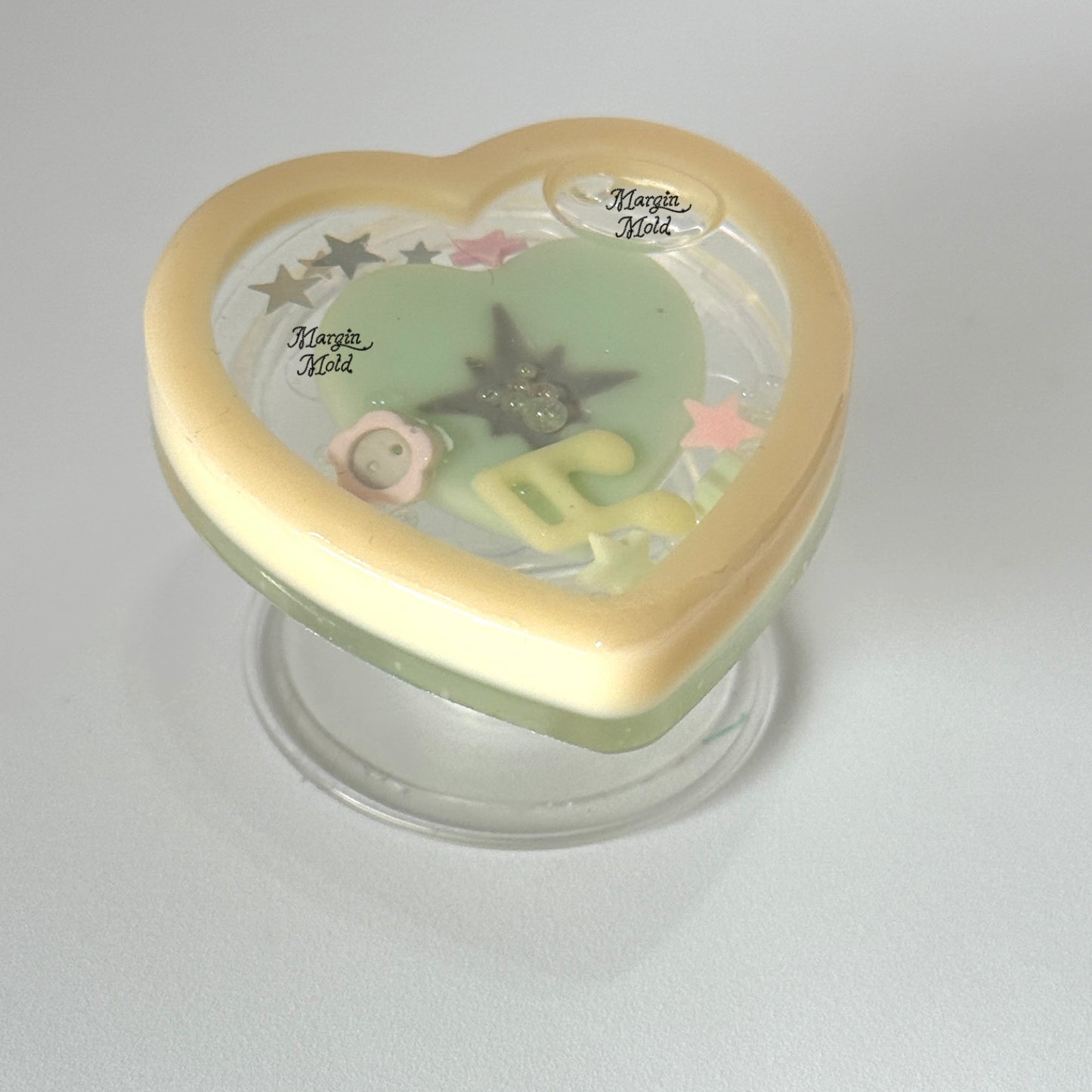 SK235 heart sparkle shaker mold, backed, acrylic, shiny