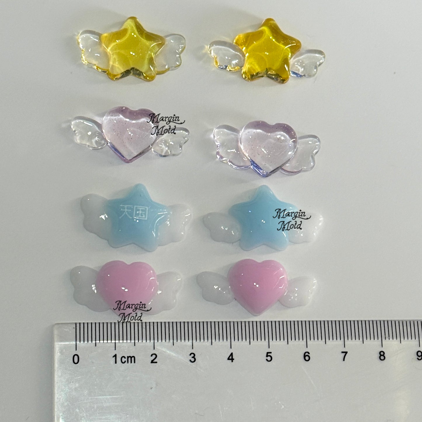 b120 bits mold winged hearts and stars S bits mold, 3d print, shiny