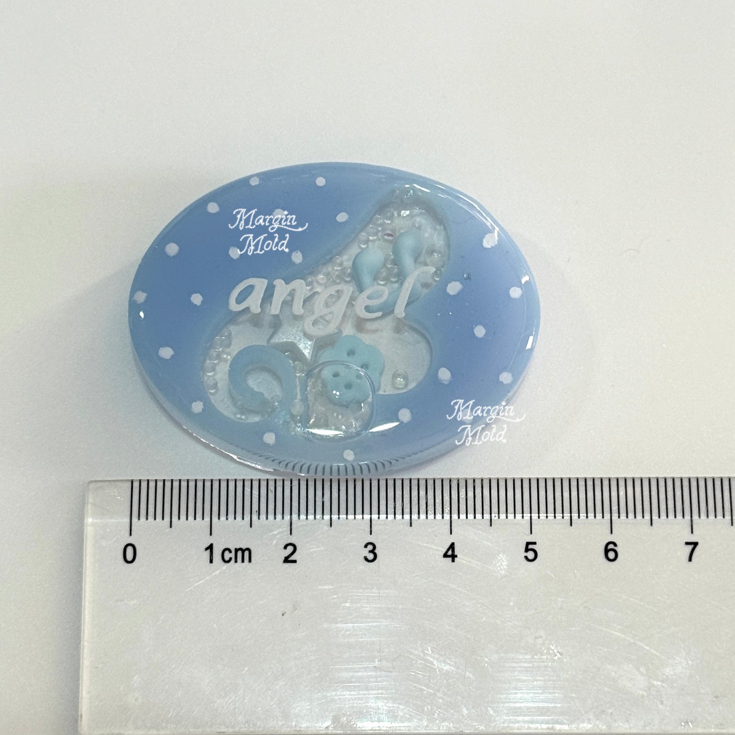 SK237 oval angel wing shaker mold, backed, acrylic, shiny