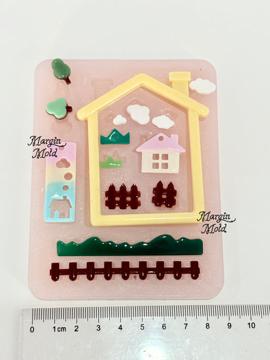 b128 bits mold cozy house frame toploader bits mold, 3d print, shiny