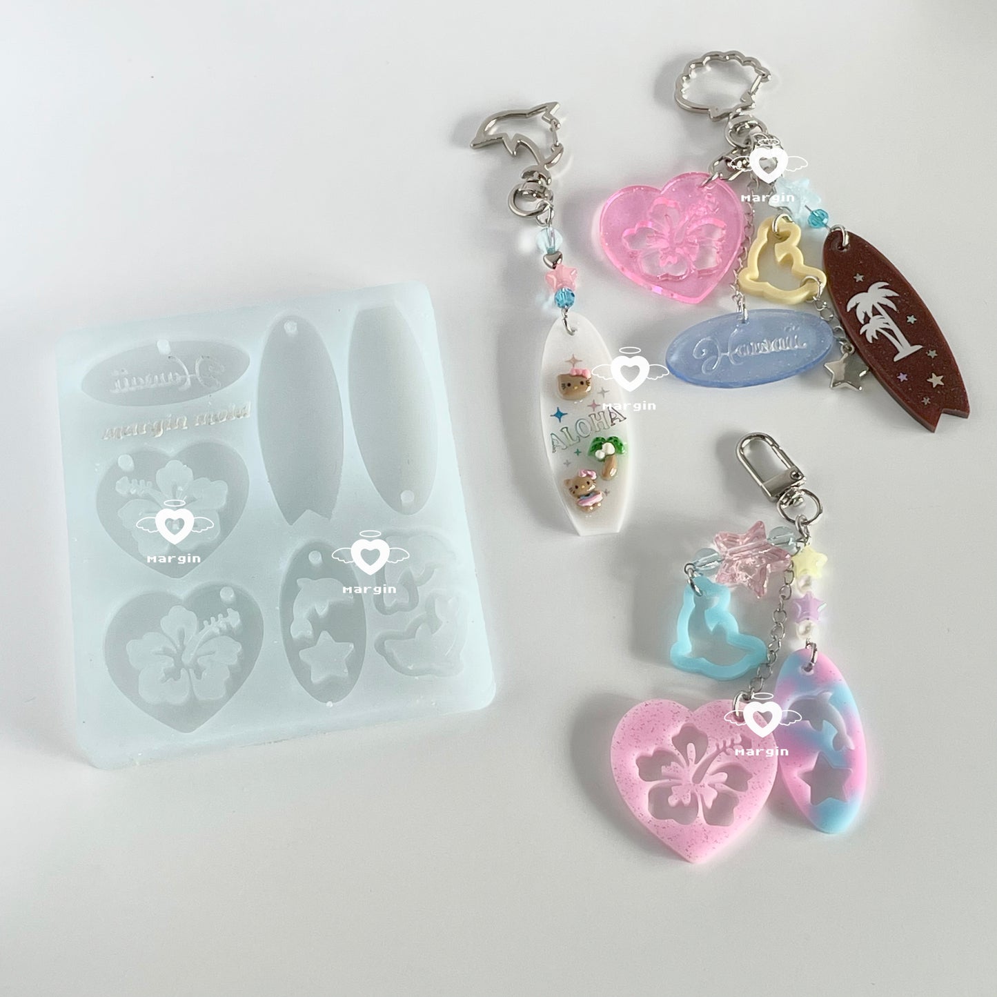 k079 ハワイ ハイビスカス サマーパーツモールド、アクリル、光沢