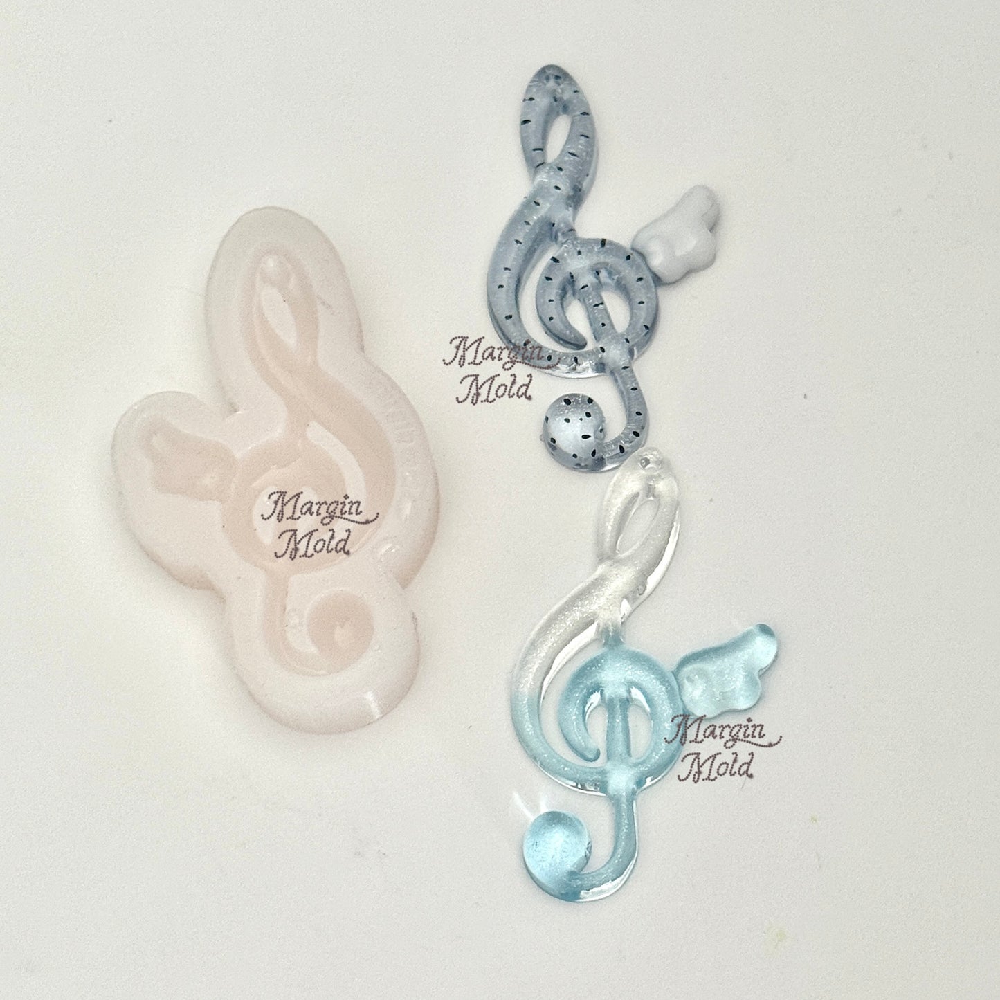 k137 k138 k139 winged music note mold, 3d printed, shiny