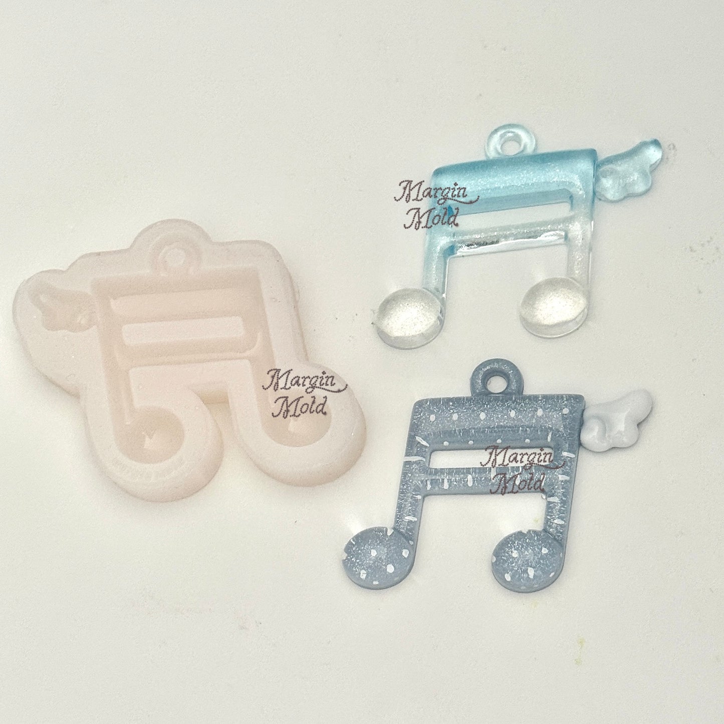 k137 k138 k139 winged music note mold, 3d printed, shiny