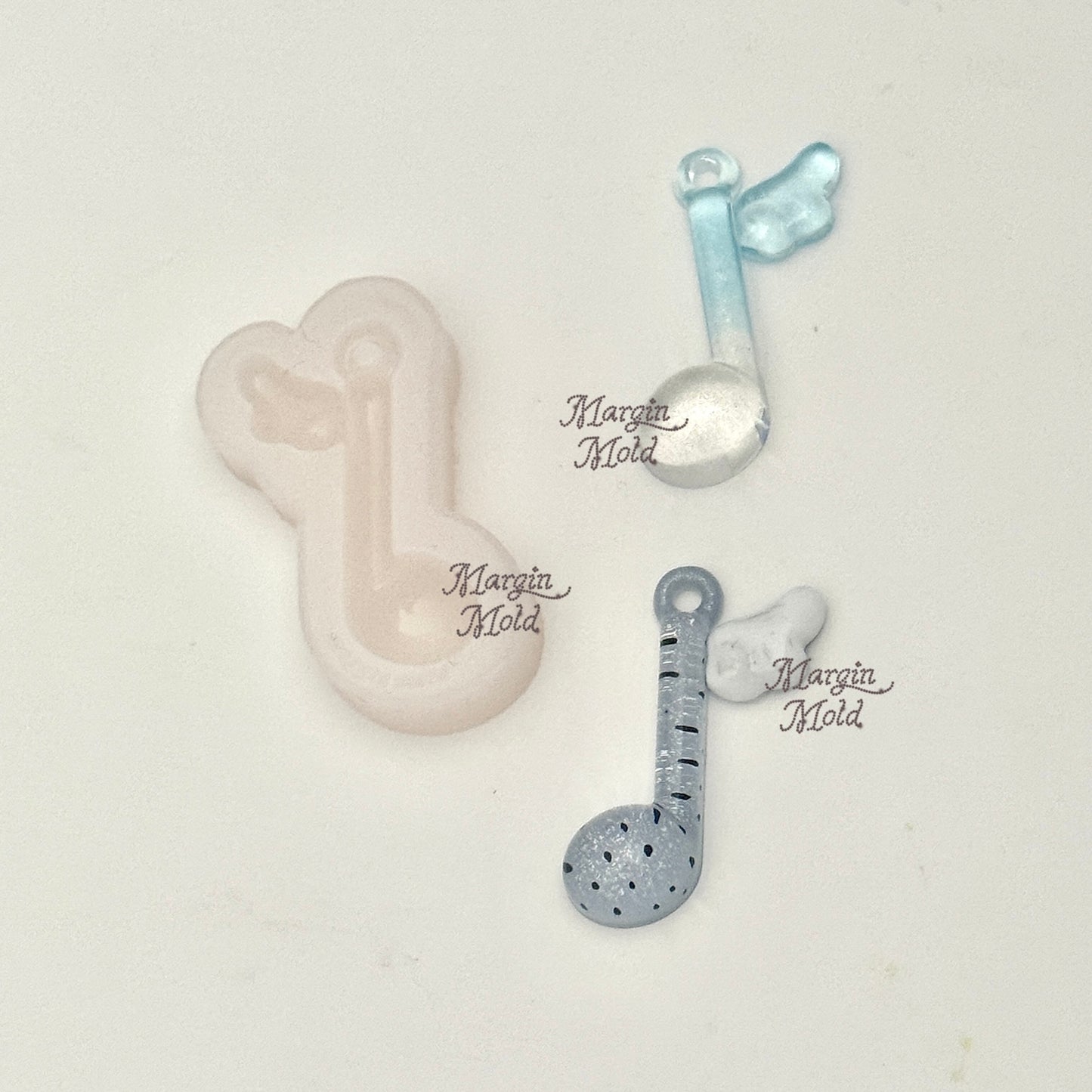 k137 k138 k139 winged music note mold, 3d printed, shiny
