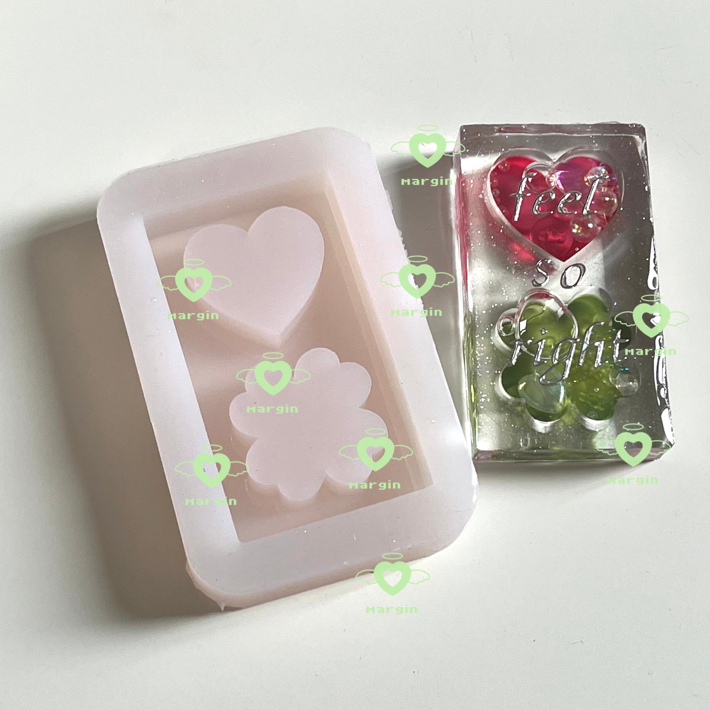 SK085 SK086 SK087 SK088 rectangular heart shaker mold, backed, acrylic, shiny
