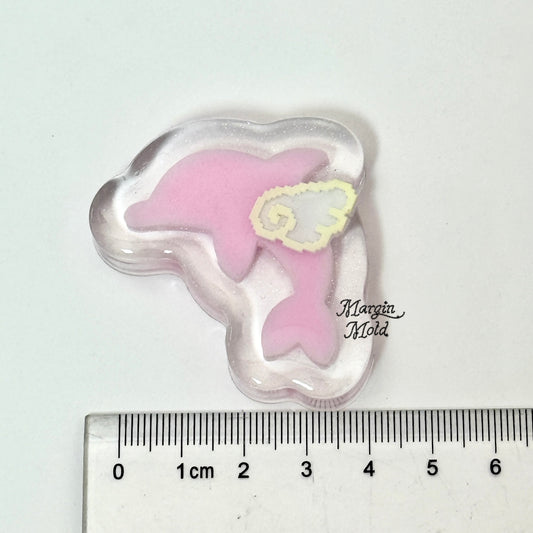SK241 dolphin shaker mold, backed, acrylic, shiny