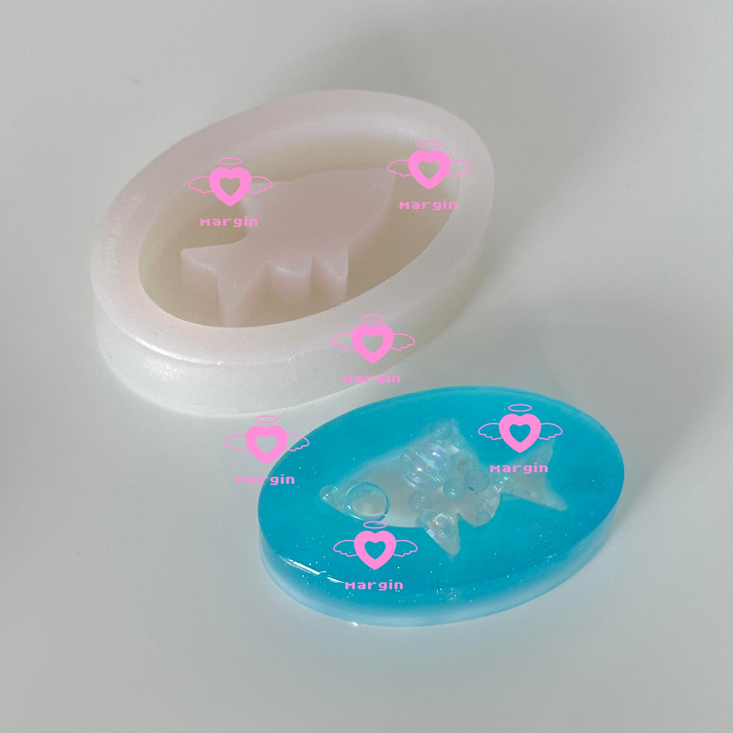 SK075 SK076 SK077 魚/花/花瓶楕円形シェーカー型、裏付き、アクリル、光沢あり