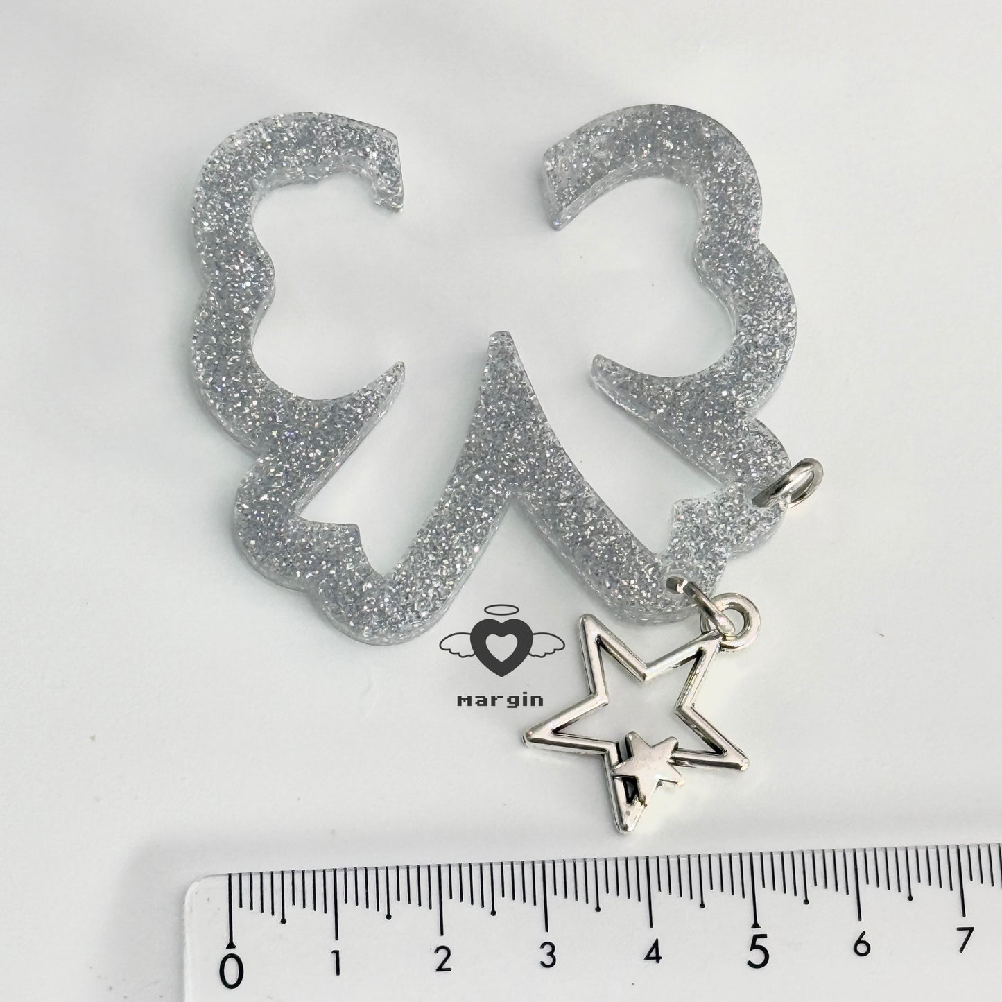 c012 carabiner mold ribbon bow with keyring holes, acrylic, shiny