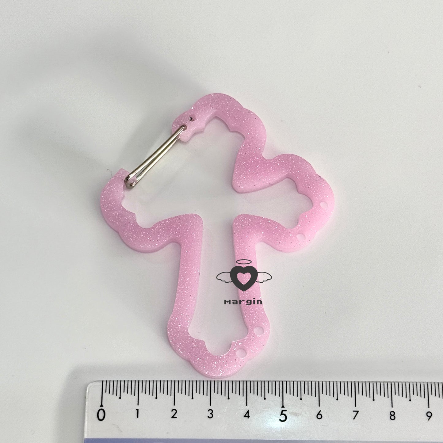c010 carabiner mold cross with keyring holes, acrylic, shiny