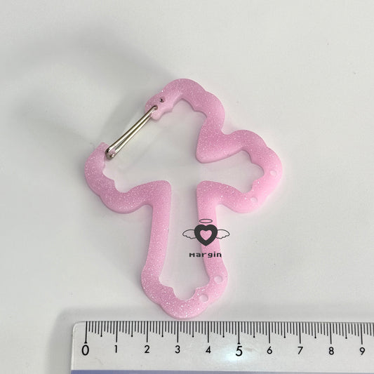 c010 carabiner mold cross with keyring holes, acrylic, shiny