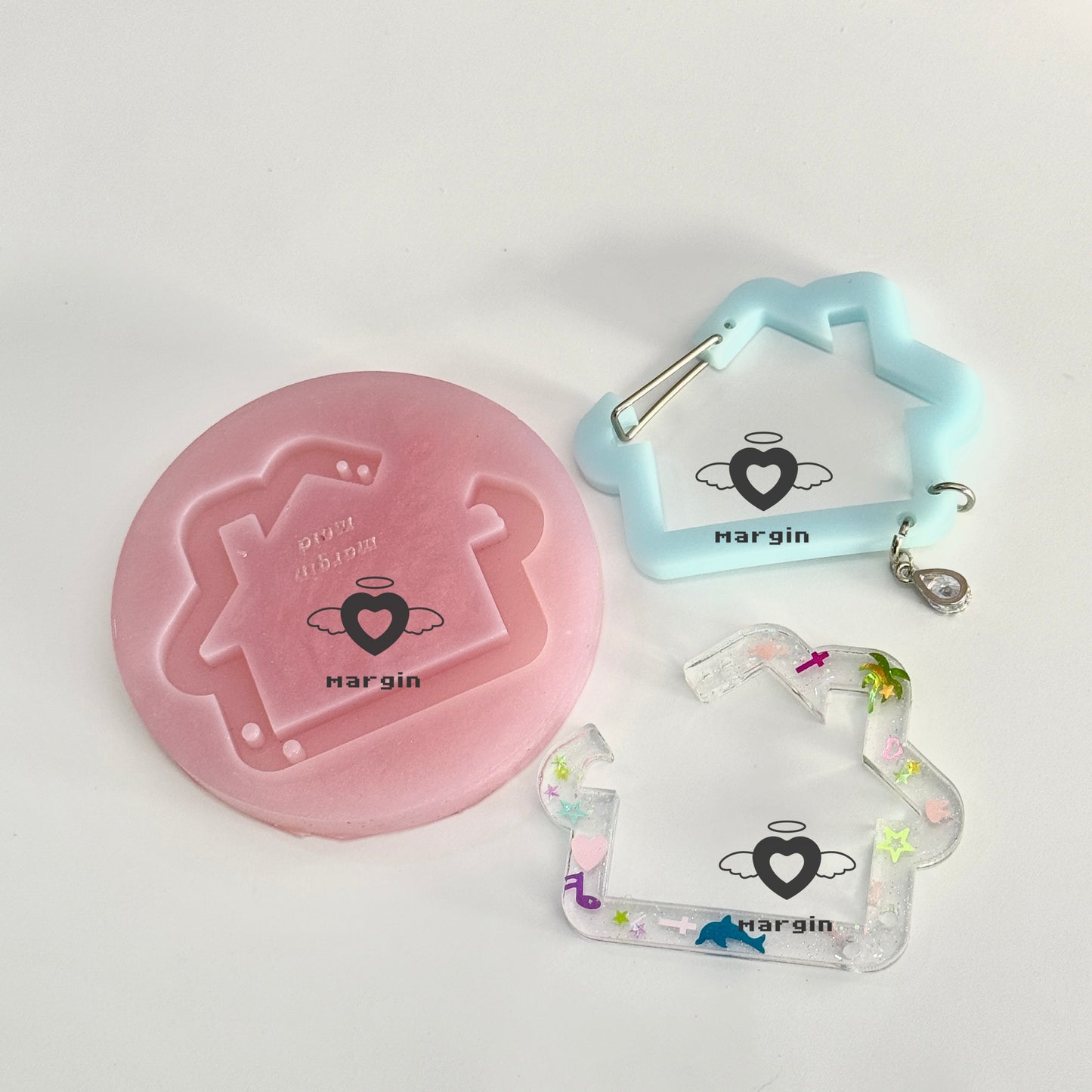 c08 carabiner mold house mold with keyring holes, acrylic, shiny