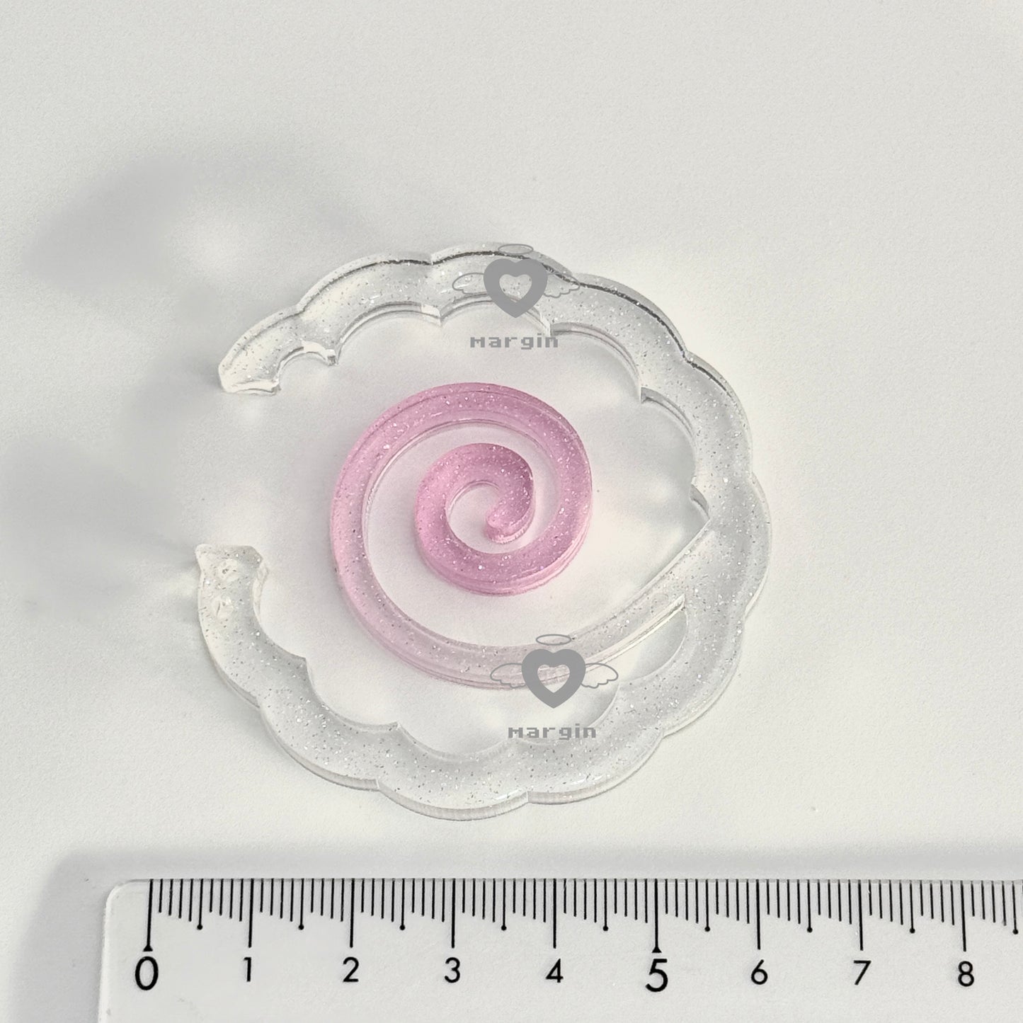 c014 carabiner mold fish cake with keyring holes, acrylic, shiny