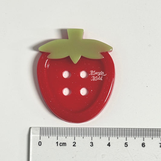k182 strawberry button mold, 3d printed, shiny