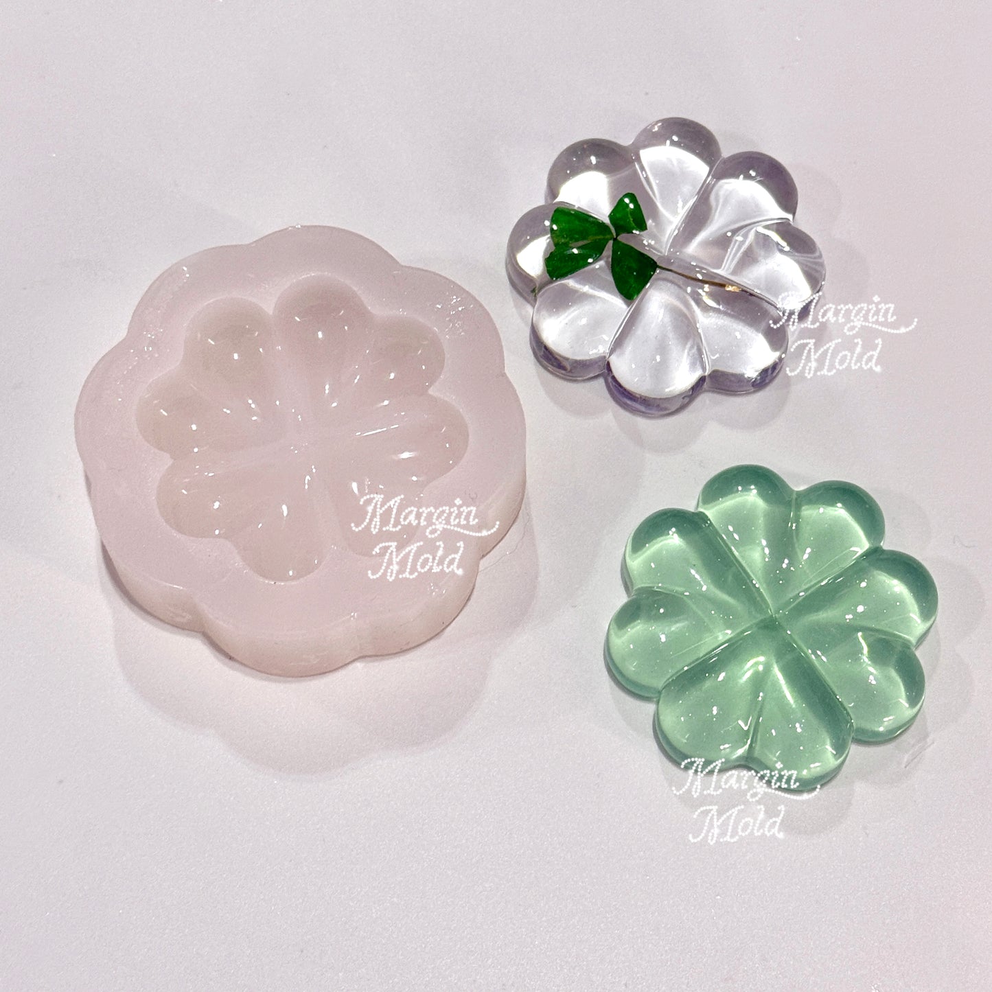 k098 3d chubby clover mold, 3d printed, shiny