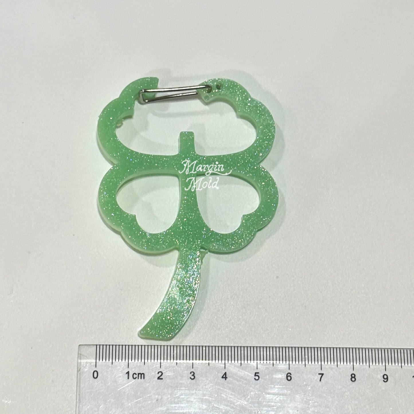 c015 carabiner mold four leaf clover, acrylic, shiny