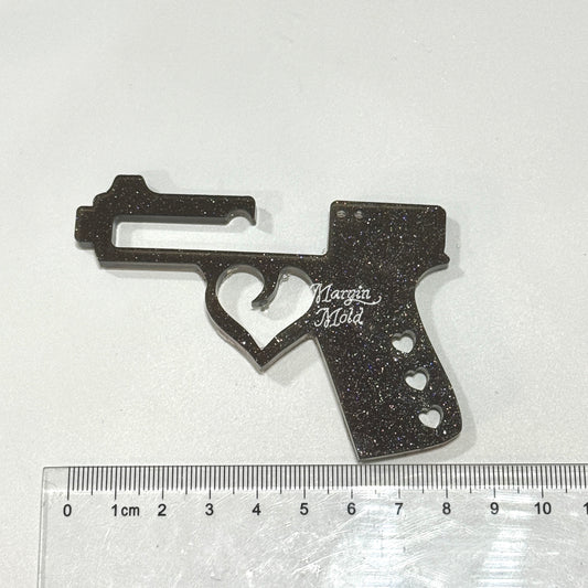 c018 carabiner mold gun with keyring holes, acrylic, shiny