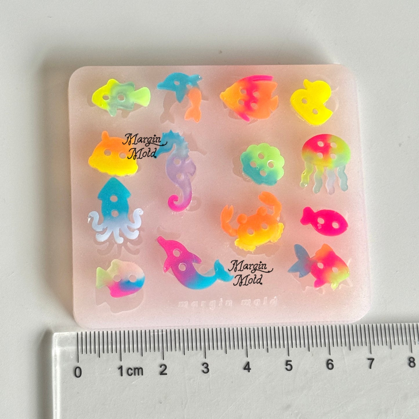 b115 bits mold sea animal button mold, 3d print, matte