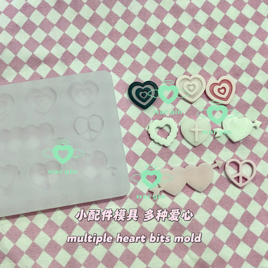 b013 multiple heart bits mold, 3d print, matte