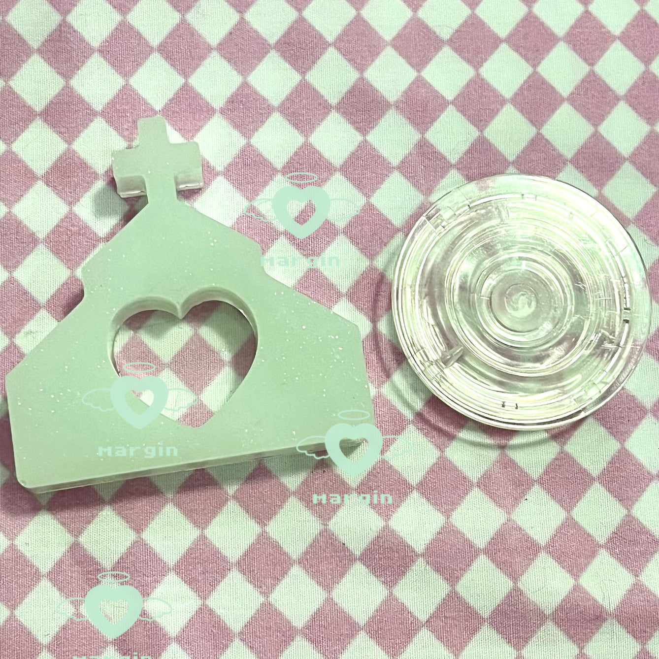 SK068 sk069 cross engraved heart church shaker mold, backed, acrylic, shiny