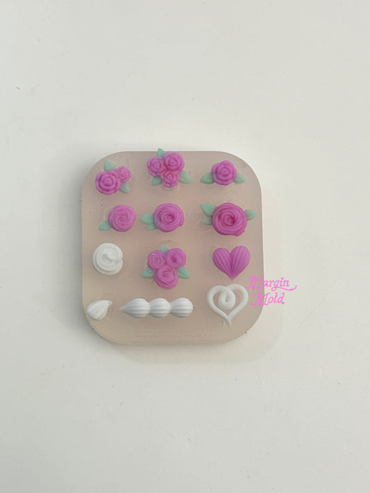 b165 bits molds buttercream rose bits mold, 3d print, matte