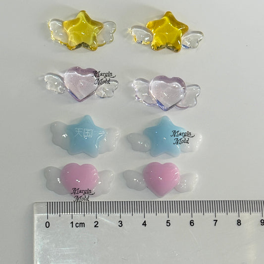 b120 bits mold winged hearts and stars S bits mold, 3d print, shiny