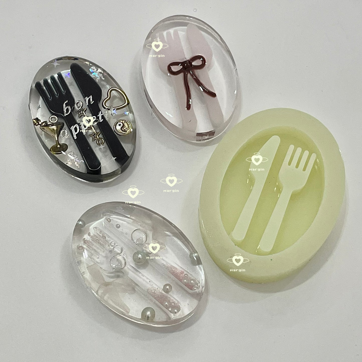 SK203 cutlery oval shaker mold, backed, acrylic, shiny