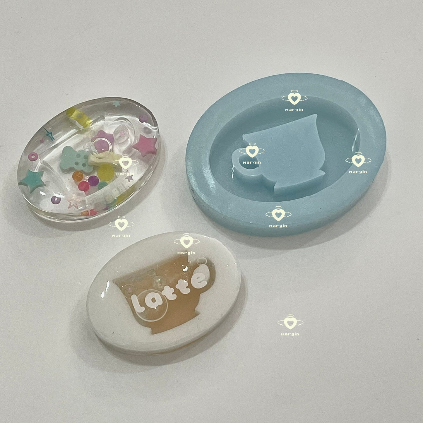 SK200 teacup oval shaker mold, backed, acrylic, shiny