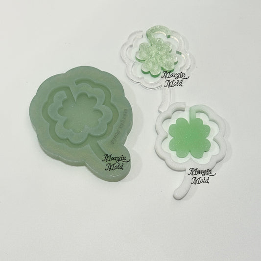 B07 lucky clover bookmark mold, acrylic, shiny