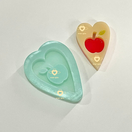 SK221 apple heart shaker mold, backed, acrylic, shiny