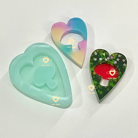 SK225 mushroom heart shaker mold, backed, acrylic, shiny