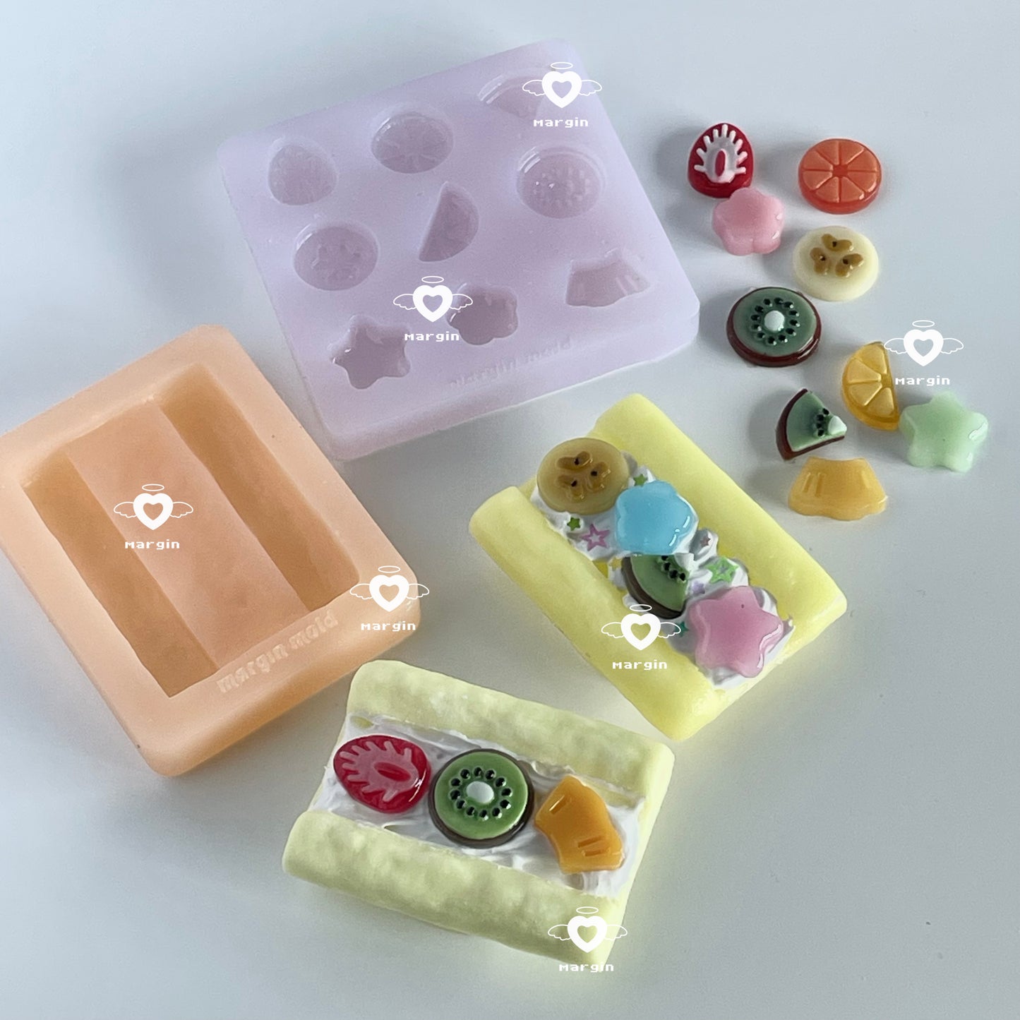 k071 b082 k072 fruit sandwich cross-section griptok mold/fruit parts mold, 3d print, matte