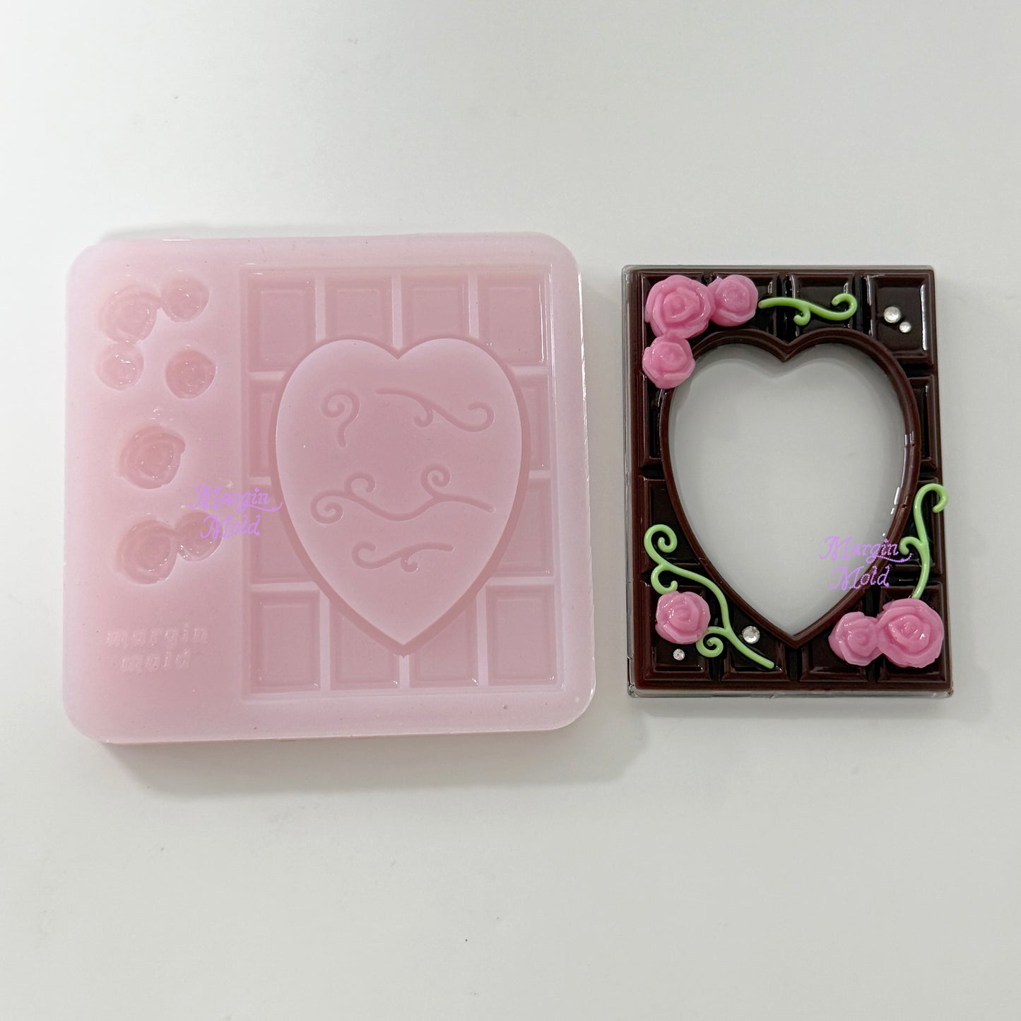 b176 chocolate bar frame with rosy vines mold, 3d print, shiny