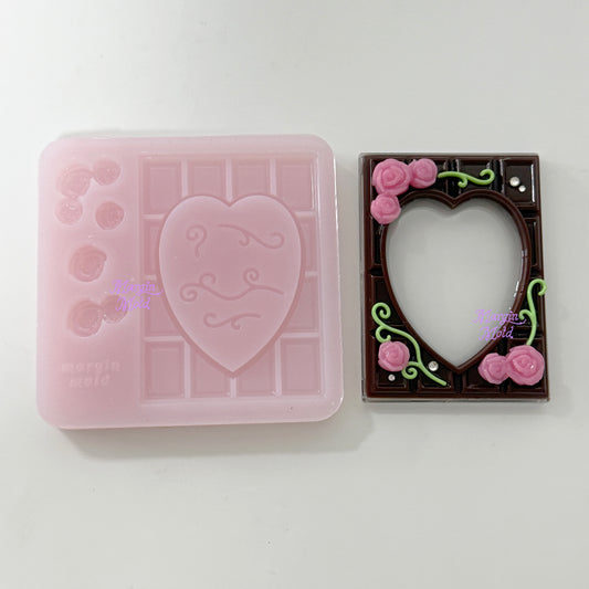 b176 chocolate bar frame with rosy vines mold, 3d print, shiny