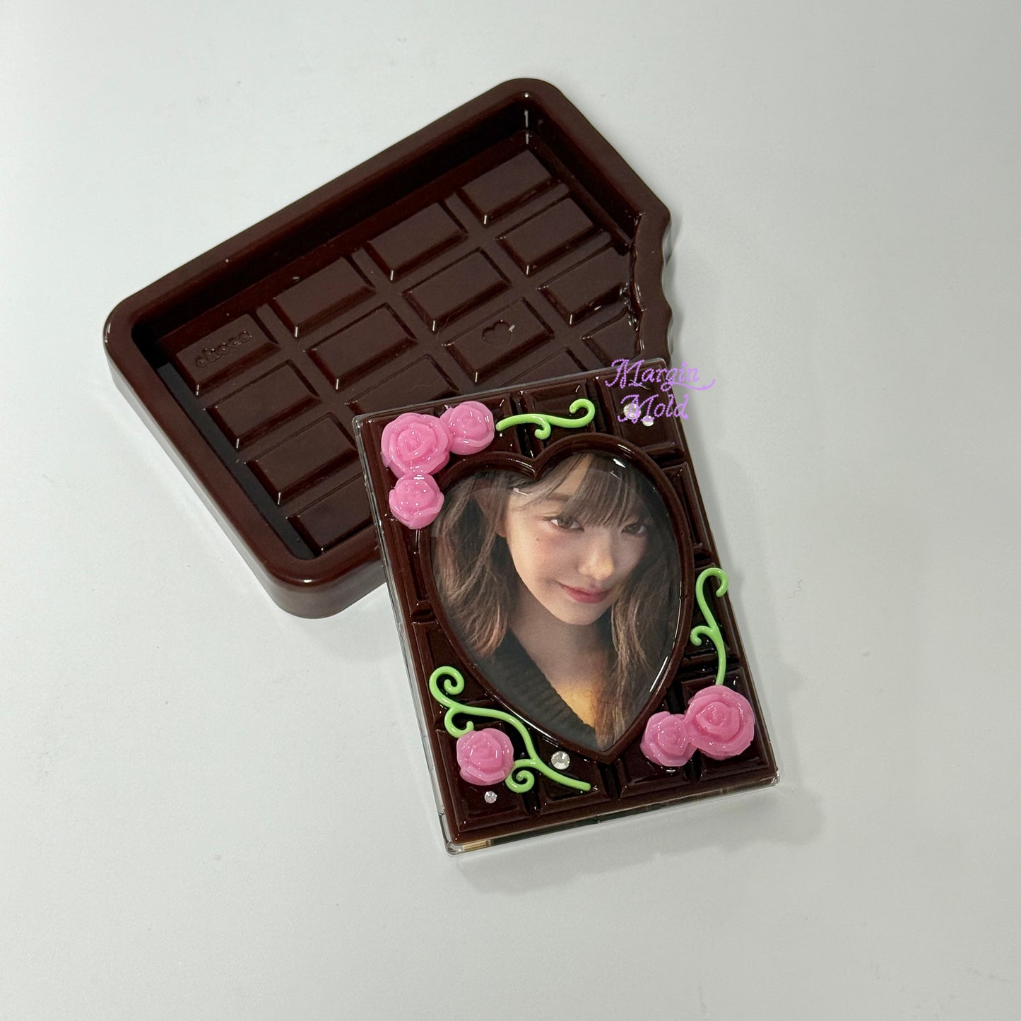 b176 chocolate bar frame with rosy vines mold, 3d print, shiny