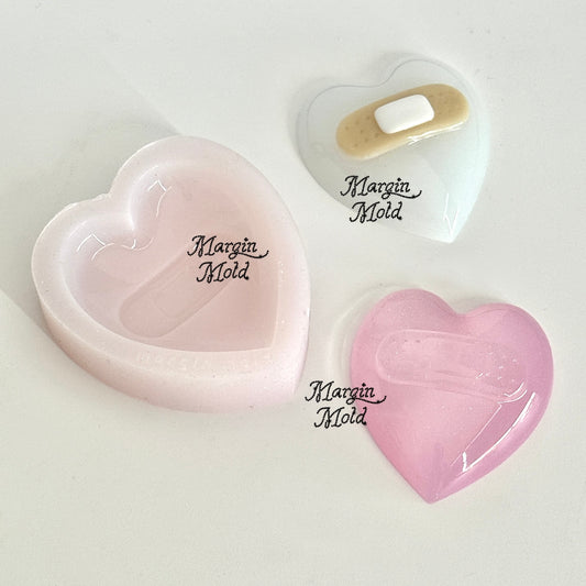 k128 heart with band-aid mold, 3d printed, shiny