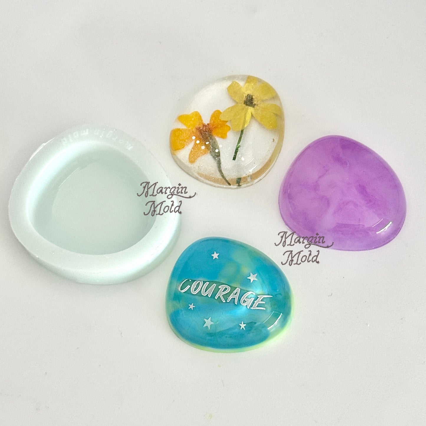 k132 k133 k134 wish stone pebble mold, 3d printed, shiny