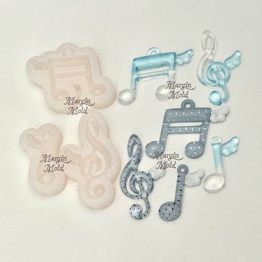 k137 k138 k139 winged music note mold, 3d printed, shiny