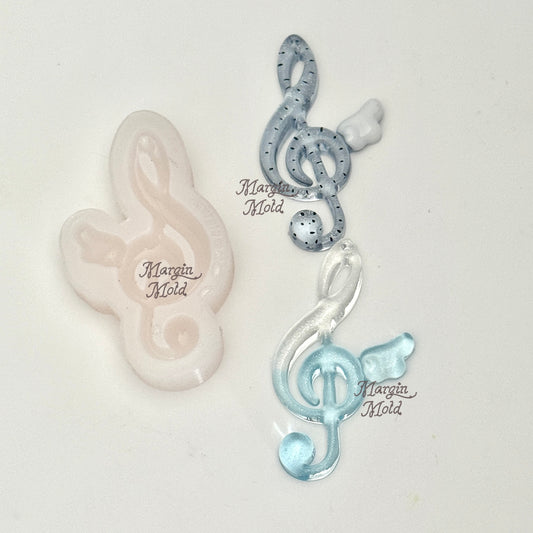 k137 k138 k139 winged music note mold, 3d printed, shiny