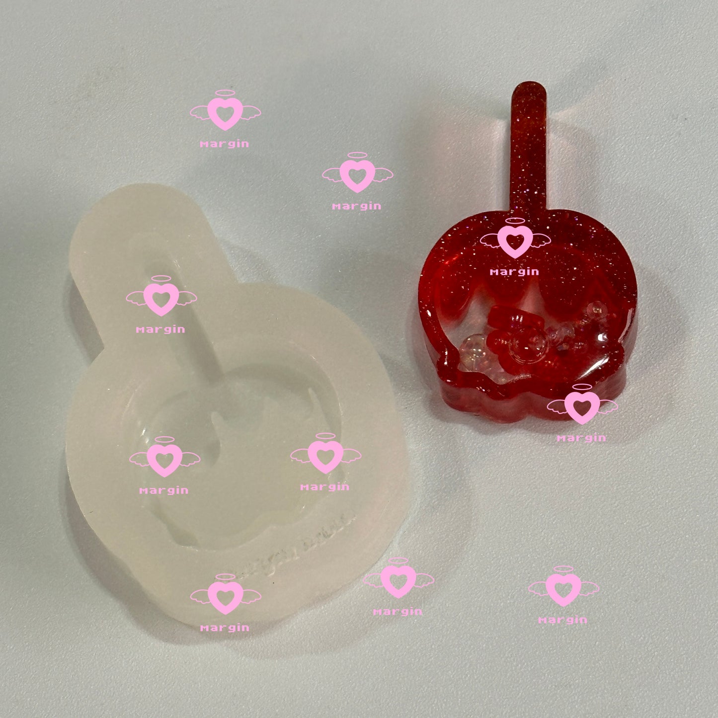 SK159 apple candy shaker mold, backed, acrylic, shiny