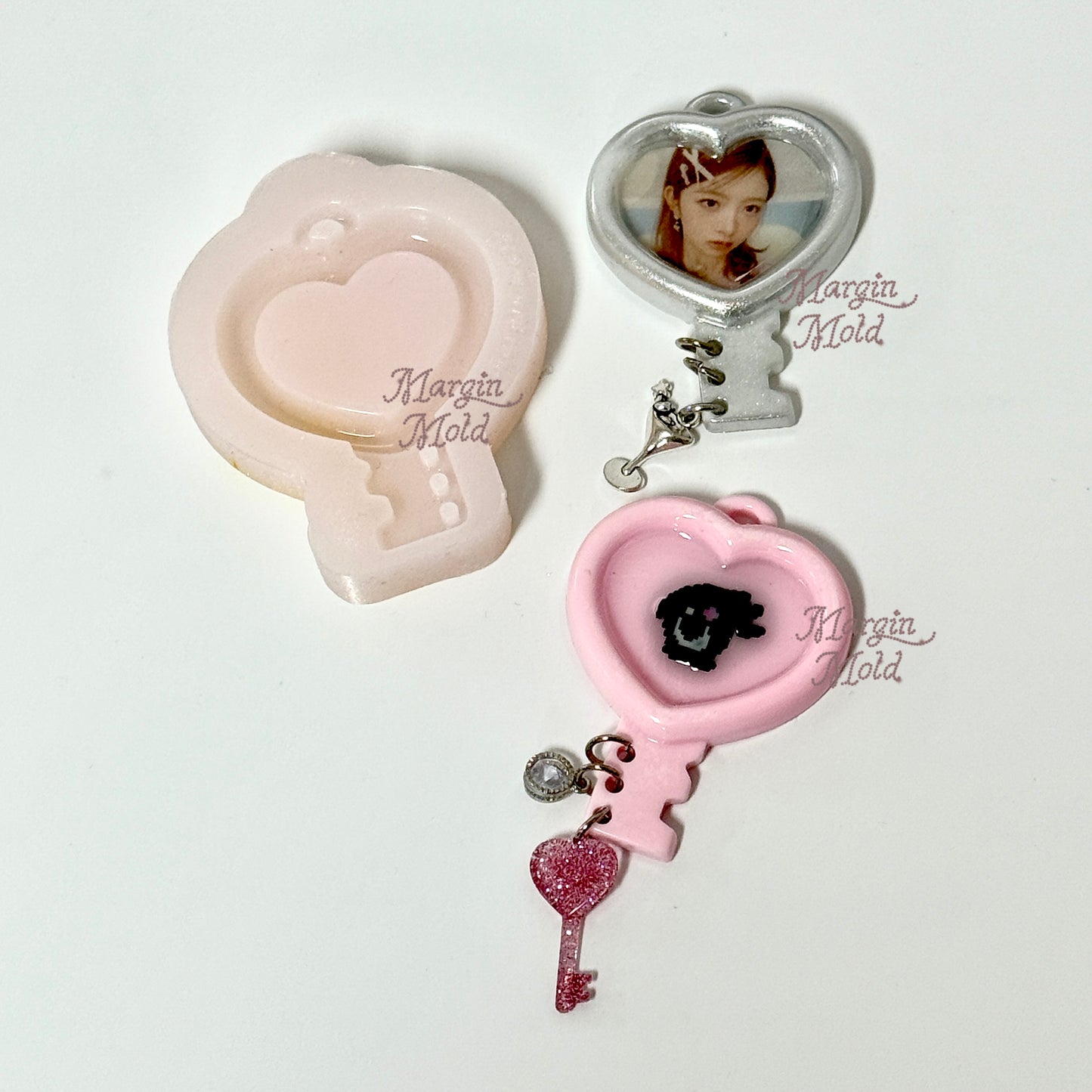 k150 k151 heart key/oval key multi-use mold, 3d printed, shiny