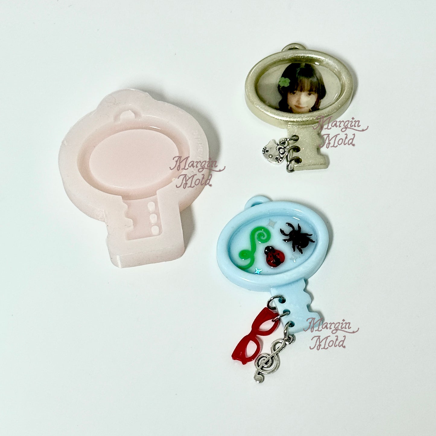 k150 k151 heart key/oval key multi-use mold, 3d printed, shiny