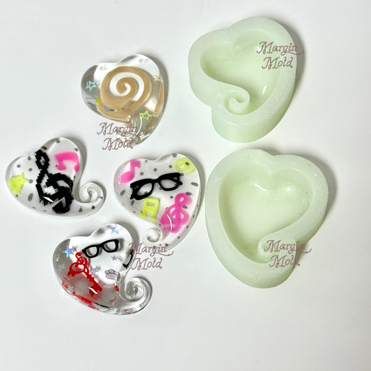 k148 k149 swirly heart mold, 3d printed, shiny