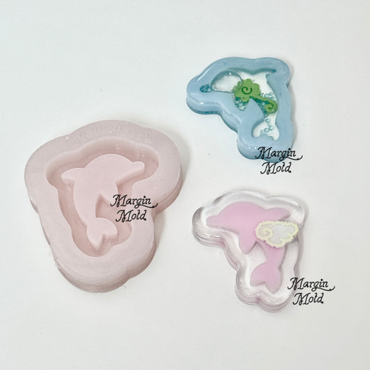 SK241 dolphin shaker mold, backed, acrylic, shiny