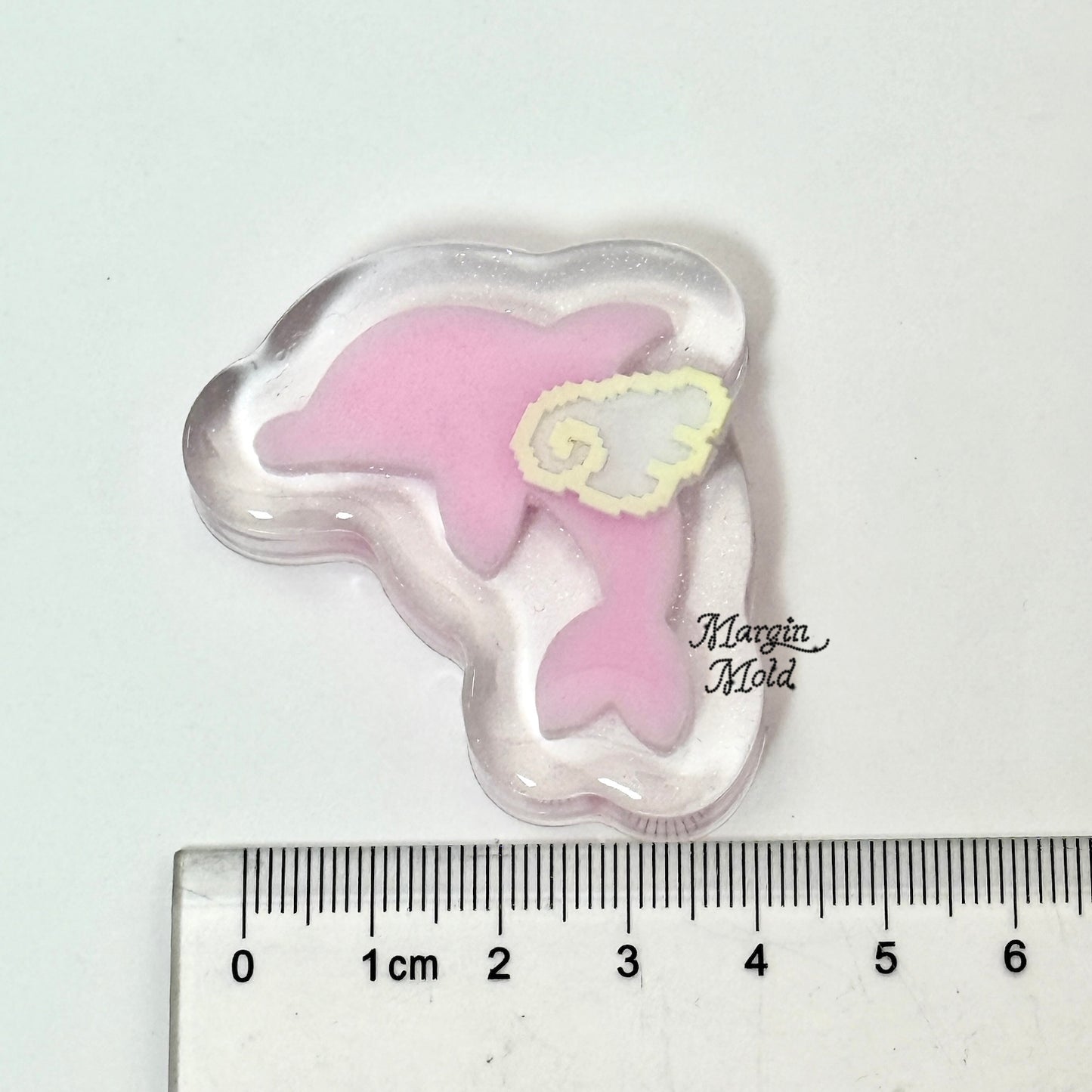 SK241 dolphin shaker mold, backed, acrylic, shiny