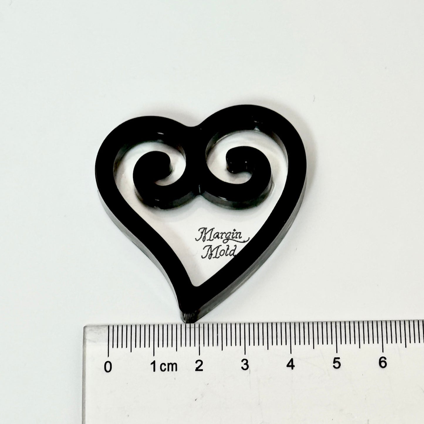 SK246 double spiral heart shaker mold, backed, acrylic, shiny