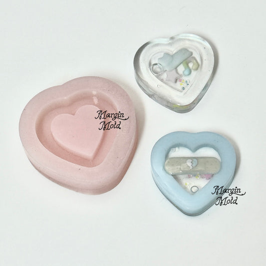 SK242 soft heart shaker mold, backed, acrylic, shiny