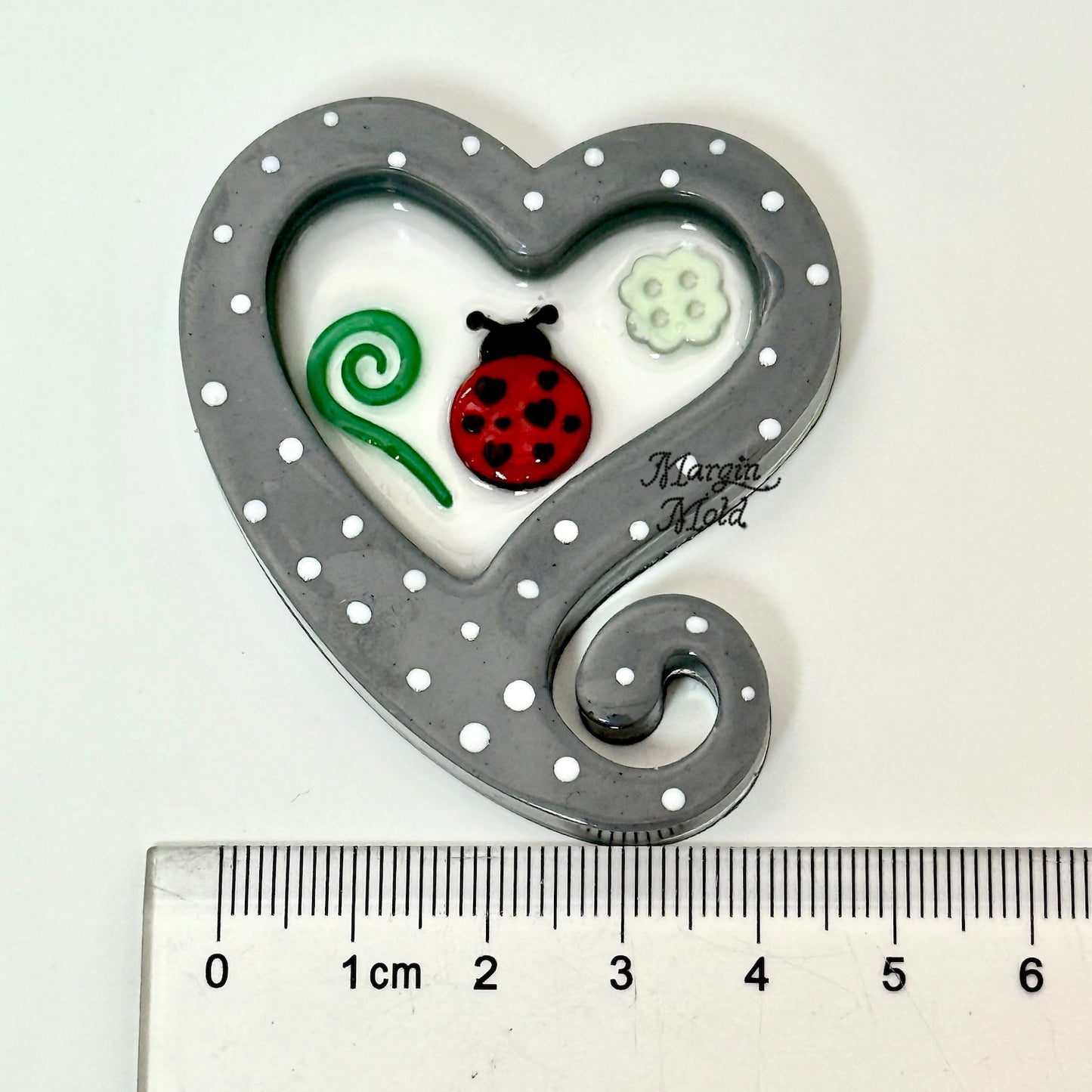 SK244  SK245 spiral heart shaker mold, backed, acrylic, shiny