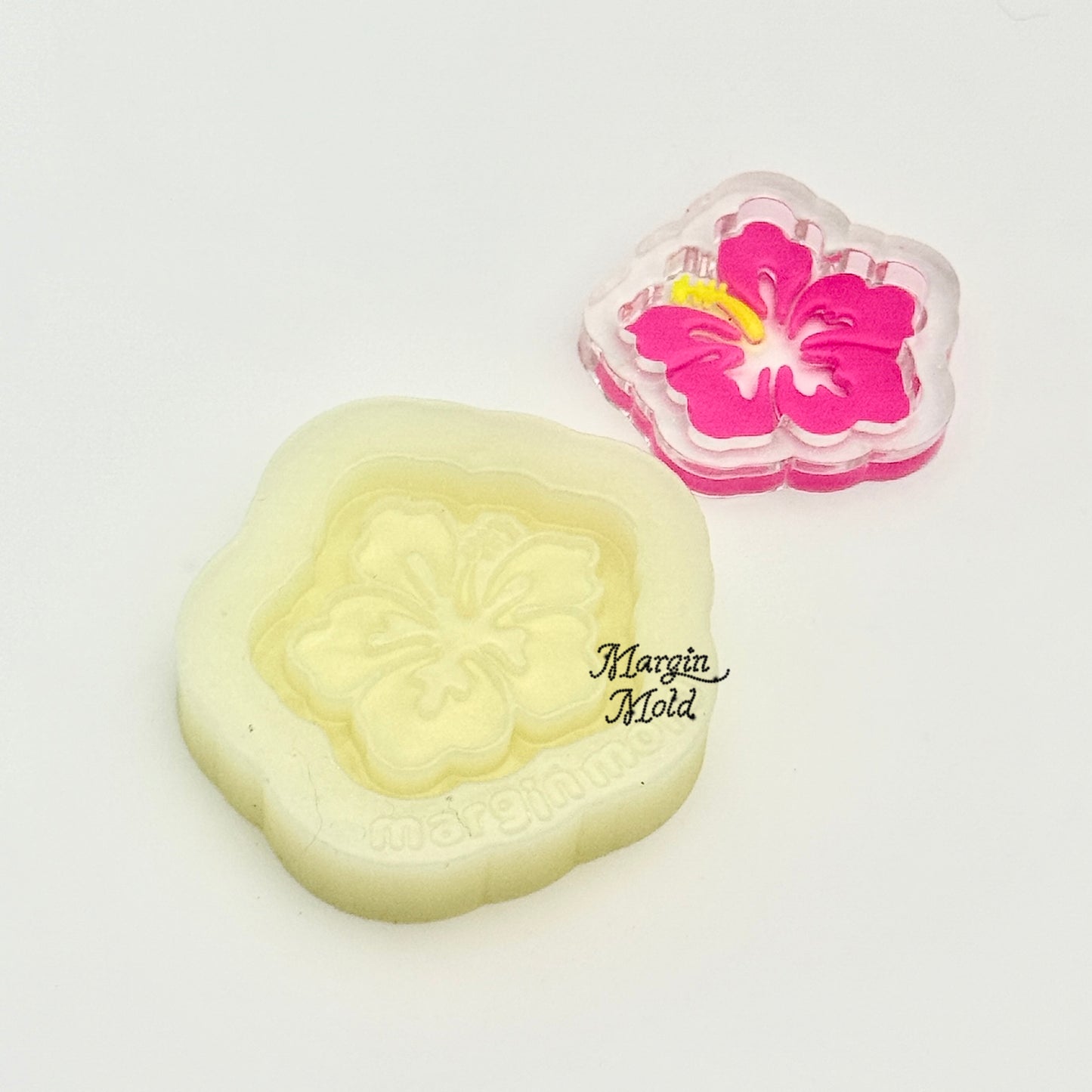 SK091 SK092 hibiscus/morning glory shaker mold, backed, acrylic, shiny