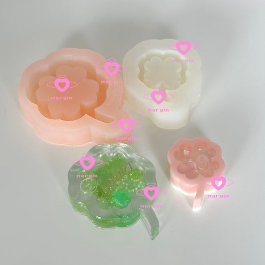 SK059 sk060 clover shaker mold, backed, acrylic, shiny